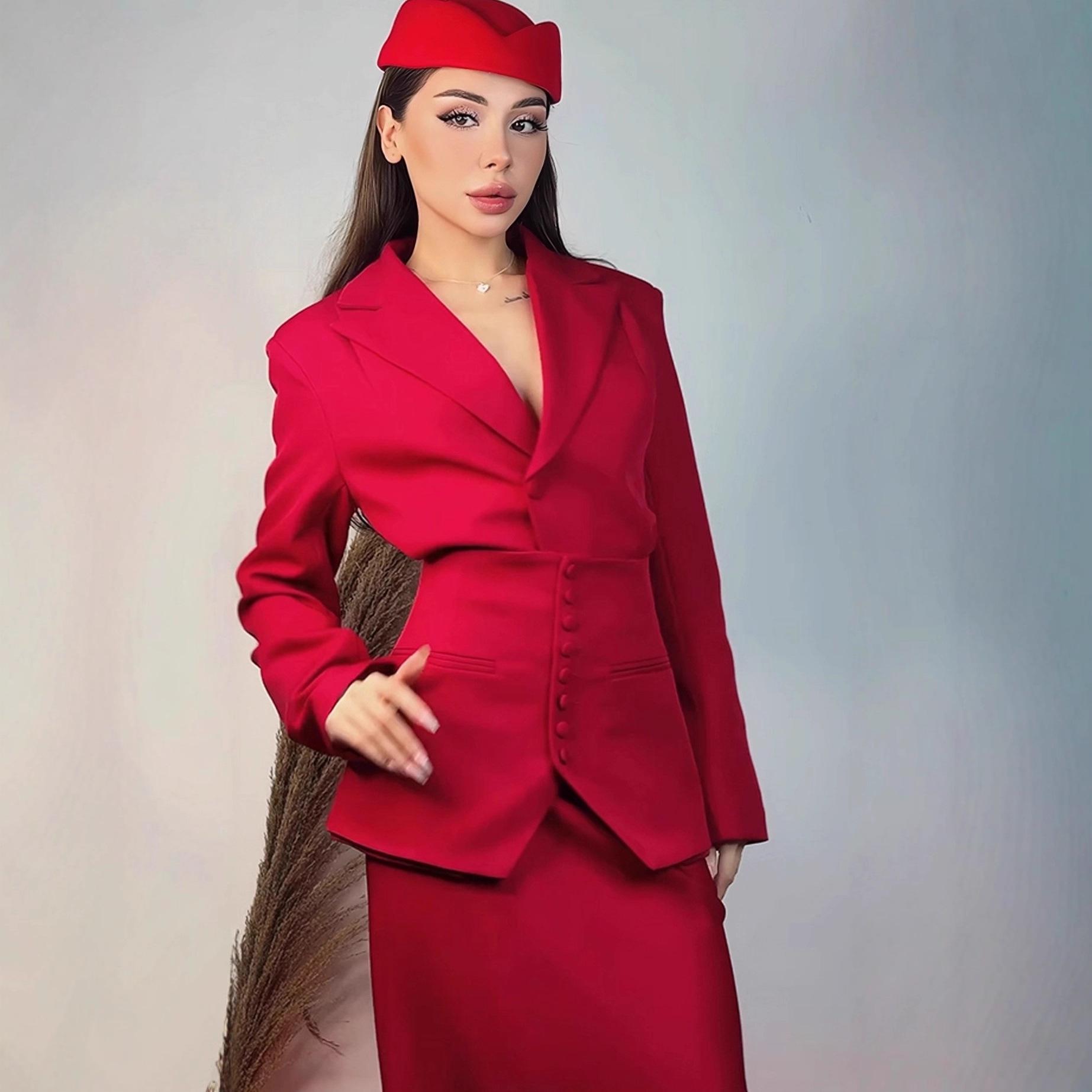 2025 Autumn European & American Elegant Solid Color Waistband Blazer & Suit Pants Set Extra Large красный
2025 Autumn European & American Elegant Solid Color Waistband Blazer & Suit Pants Set Extra Large красный