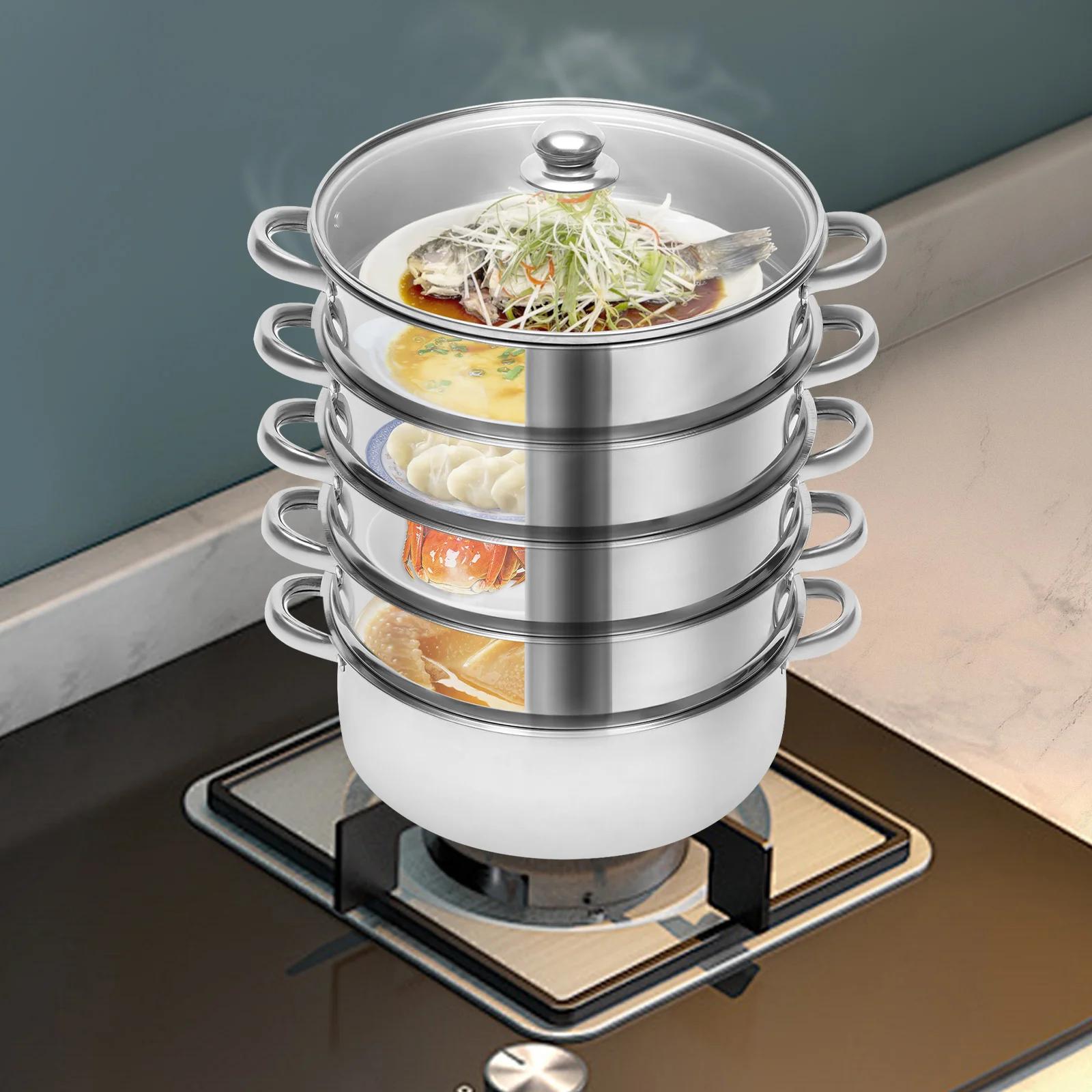 Bymaocar 5-layer 26cm Stainless Steel Boilers Steamer Steam Cooker Ideal Kitchen Appliance for All Types of Stoves Home Cookware срібний
Bymaocar 5-layer 26cm Stainless Steel Boilers Steamer Steam Cooker Ideal Kitchen Appliance for All Types of Stoves Home Cookware срібний