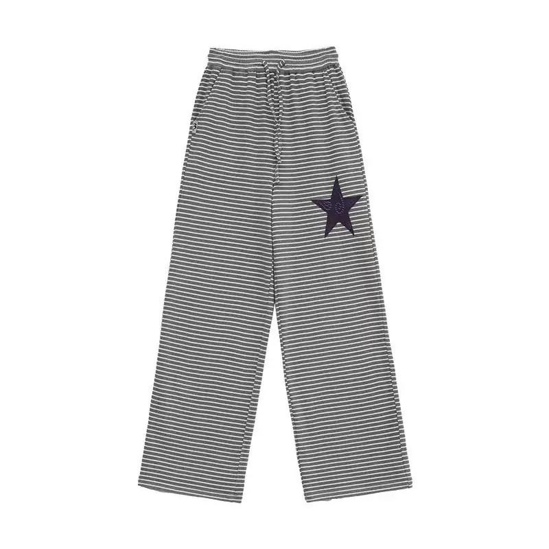 Loose Striped Straight Pants Female Fashion Star Patch Wide Leg Pants Women Autumn 2025 S
Loose Striped Straight Pants Female Fashion Star Patch Wide Leg Pants Women Autumn 2025 S