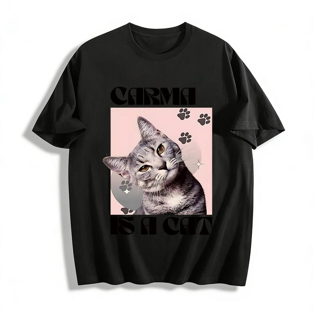 Carma Is A Cat Graphic Tee Funny Paw Print Casual T-Shirt Cute Animal Pattern Daily Top Pure cotton T-shirt XXS
Carma Is A Cat Graphic Tee Funny Paw Print Casual T-Shirt Cute Animal Pattern Daily Top Pure cotton T-shirt XXS