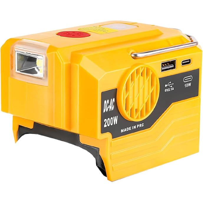 Инвертор Saker 200 Вт для аккумулятора DeWalt 18 В-20 В, розетка переменного тока 110 В-120 В, модифицированная синусоида, порты USB и Type-C, светодиодная рабочая подсветка, портативное питание
Инвертор Saker 200 Вт для аккумулятора DeWalt 18 В-20 В, розетка переменного тока 110 В-120 В, модифицированная синусоида, порты USB и Type-C, светодиодная рабочая подсветка, портативное питание