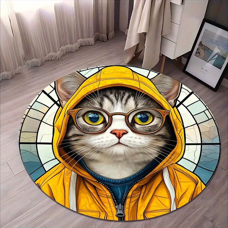 Yellow raincoat cat shape Flannel-printed round floor mats are slip-resistant Suitable living room terrace garden carpets 60cm
Yellow raincoat cat shape Flannel-printed round floor mats are slip-resistant Suitable living room terrace garden carpets 60cm