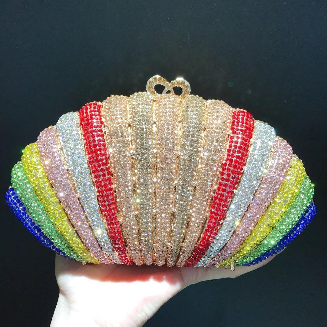Colorful Fan Shaped Crystal Evening Bag WHTUOHENG Diamond Wedding Purse Rhinestone Clutch for Party Prom Bridal Dinner Clutches 21cmX12cmX5cm
Colorful Fan Shaped Crystal Evening Bag WHTUOHENG Diamond Wedding Purse Rhinestone Clutch for Party Prom Bridal Dinner Clutches 21cmX12cmX5cm