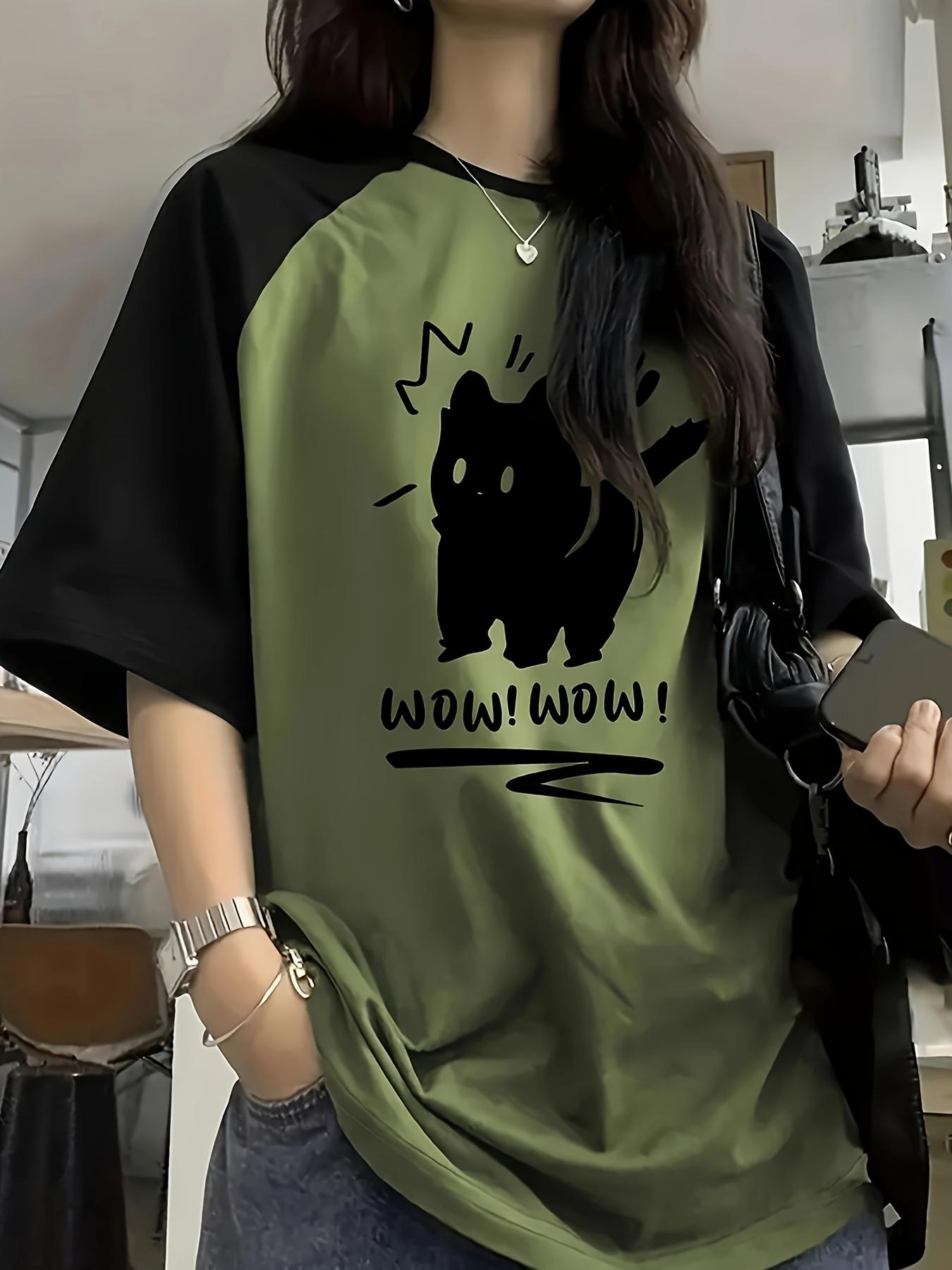 Crew neck top with cute cat print and lettering print 5XL
Crew neck top with cute cat print and lettering print 5XL