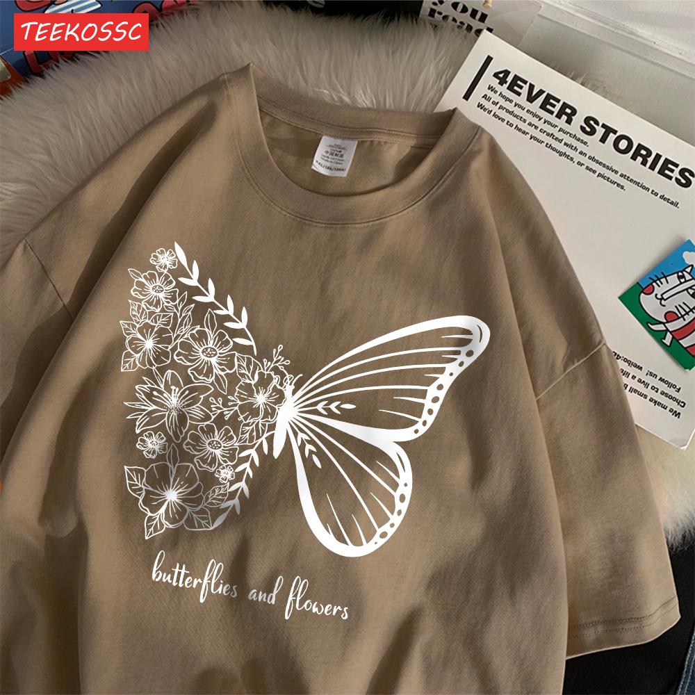 Casual Cotton Womens TShirts Simple Butterflies And Flowers Printed Streetwear Soft Breathable Oversize Fashion Female Clothes S
Casual Cotton Womens TShirts Simple Butterflies And Flowers Printed Streetwear Soft Breathable Oversize Fashion Female Clothes S
