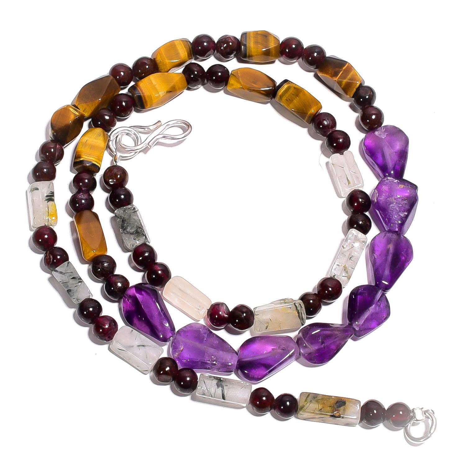 Natural Rutile Quartz Amethyst Tiger Eye Gemstone Beads Necklace 17 UB-4171 UB-4171
Natural Rutile Quartz Amethyst Tiger Eye Gemstone Beads Necklace 17 UB-4171 UB-4171