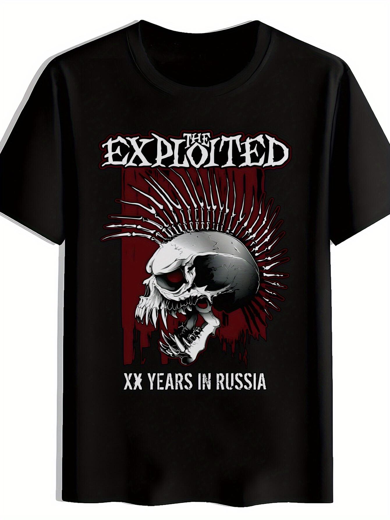 Black T-shirt with Skull and Spikes Graphic - The Exploited XX Years in Russia Design XXXL
Black T-shirt with Skull and Spikes Graphic - The Exploited XX Years in Russia Design XXXL