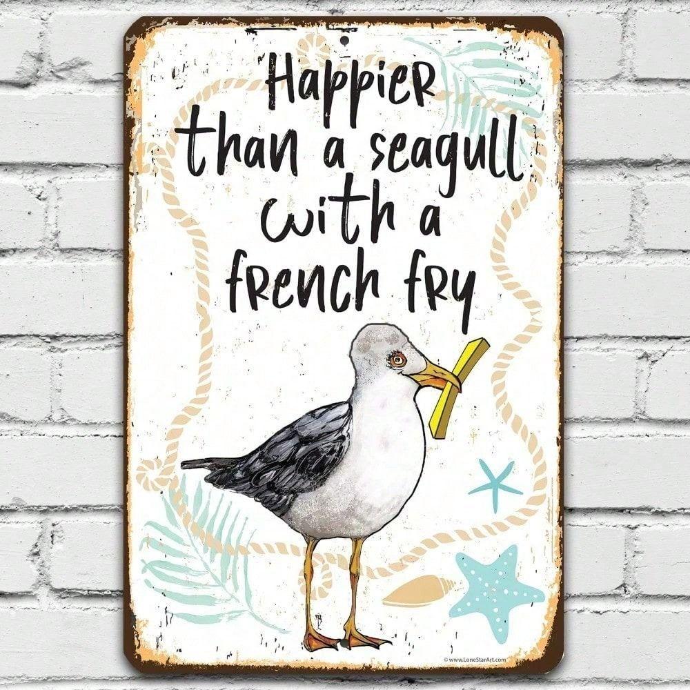 Metal Wall Art Seagull with Fries, Funny Bar Decor Poster
Metal Wall Art Seagull with Fries, Funny Bar Decor Poster