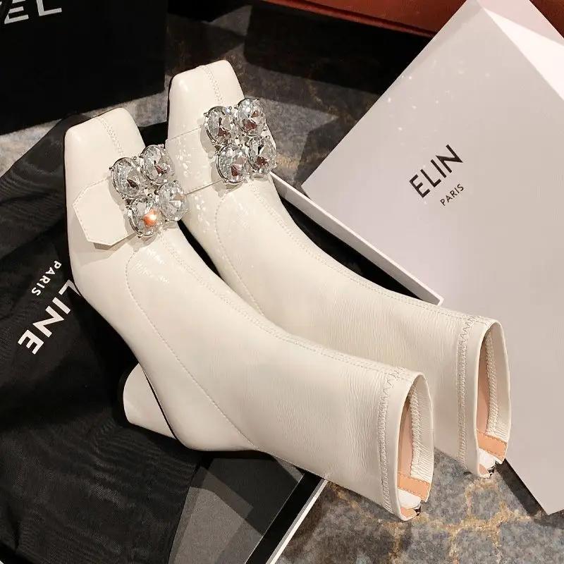 Женские ботильоны на каблуке Очень высокий каблук Женская короткая обувь Новинка Элегантный ПУ Горячий шик Y2k В наличии Обувь Качественные ботильоны 40