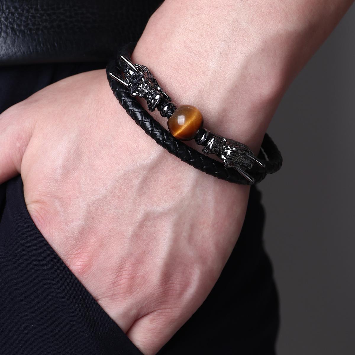 European and American Chic Double-Layer Chinese Dragon Bracelet with Magnetic Buckle - Versatile Fashion Accessory Black - 19cm
European and American Chic Double-Layer Chinese Dragon Bracelet with Magnetic Buckle - Versatile Fashion Accessory Black - 19cm