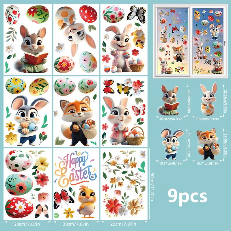 9Pcs Cute Easter Bunny Egg Decorations, Shop Window Decorations, Static Cling Stickers, Home Decor Wallpaper, Window Decals
9Pcs Cute Easter Bunny Egg Decorations, Shop Window Decorations, Static Cling Stickers, Home Decor Wallpaper, Window Decals