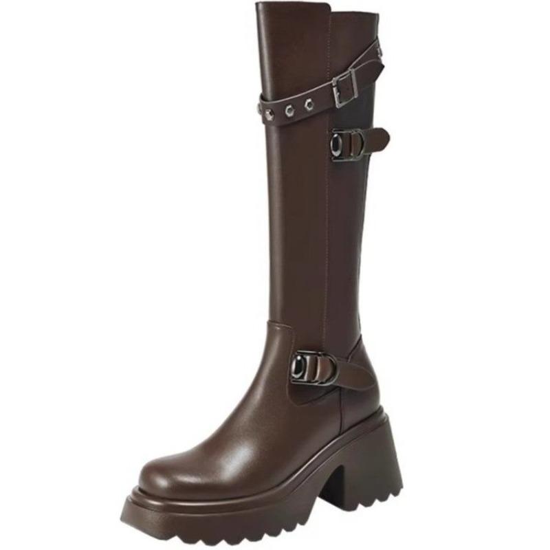 High Boots Autumn Winter New Round Toe Side Zip Platform Metal Buckle Platform Non-slip Block Heel Shoes 40 світло-коричневого кольору
High Boots Autumn Winter New Round Toe Side Zip Platform Metal Buckle Platform Non-slip Block Heel Shoes 40 світло-коричневого кольору