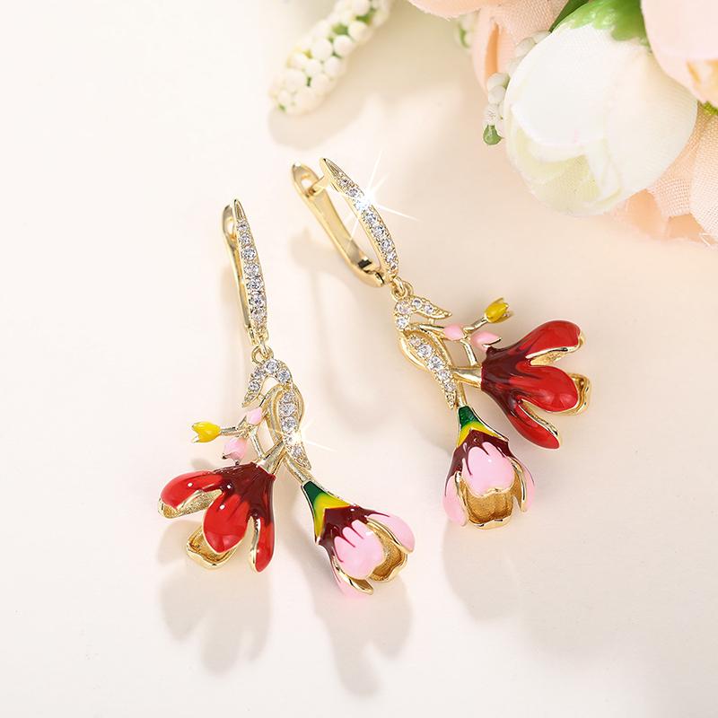 Huitan Exquisite Colorful Flower Pendant Earrings Female Aesthetic Gold Color Bright Zirconia Accessories for Engagement Party
Huitan Exquisite Colorful Flower Pendant Earrings Female Aesthetic Gold Color Bright Zirconia Accessories for Engagement Party