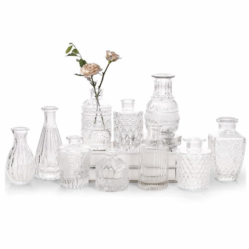 Mini Glass Vase Set Creative Relief Design Glass Bud Vases Transparent Floral Arrangements Small Flower Pot Wedding Decorations
Mini Glass Vase Set Creative Relief Design Glass Bud Vases Transparent Floral Arrangements Small Flower Pot Wedding Decorations