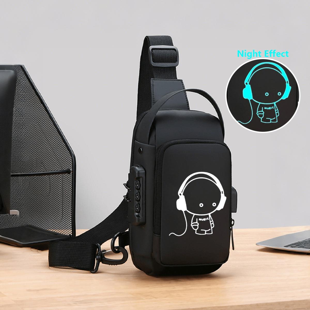 Модная мужская нагрудная сумка со светящимся принтом и кодовым замком, подходит для поездок на работу, повседневной жизни, езды на велосипеде и т. д. чёрный
Модная мужская нагрудная сумка со светящимся принтом и кодовым замком, подходит для поездок на работу, повседневной жизни, езды на велосипеде и т. д. чёрный