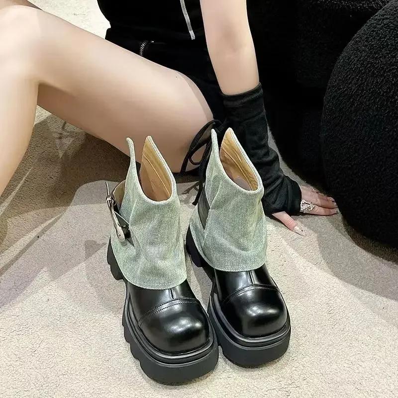 Women Punk Boots Buckle Design Shoes Chunky Motorcycle Boot Cool Street Y2K Platform Ankle Round Head Casual Outdoor Shoe Female 35 чёрный
Women Punk Boots Buckle Design Shoes Chunky Motorcycle Boot Cool Street Y2K Platform Ankle Round Head Casual Outdoor Shoe Female 35 чёрный
