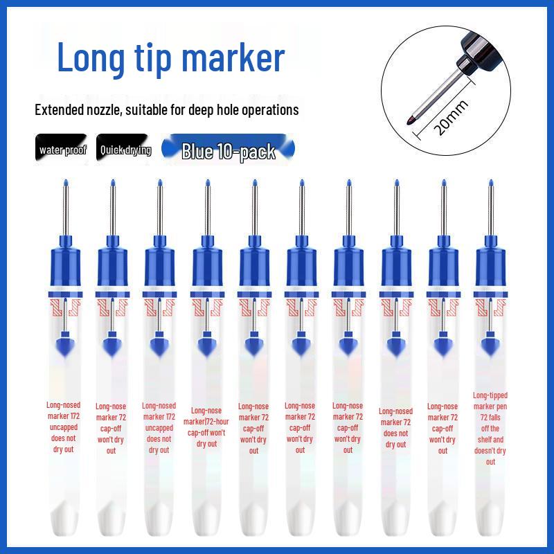 Long Tip 20mm Black Waterproof Deep Hole Marker Pen for Woodworking and Tile
Long Tip 20mm Black Waterproof Deep Hole Marker Pen for Woodworking and Tile