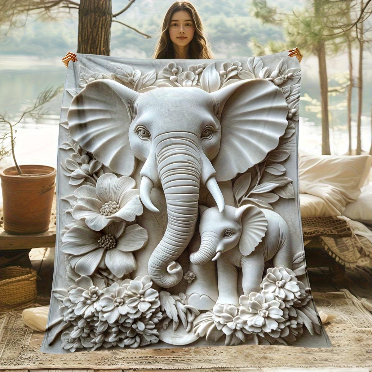 Elephant Print Flannel Throw, Floral Design Luxury Blanket, Beige Brown Color Scheme, All Season Soft for Home & Travel 75x90cm
Elephant Print Flannel Throw, Floral Design Luxury Blanket, Beige Brown Color Scheme, All Season Soft for Home & Travel 75x90cm