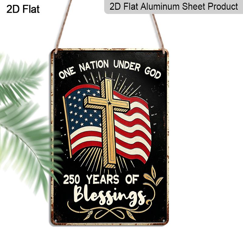 2D Flat 1pc Decorative 8*12 Inch Plaque Aluminium Metal Sign: One Nation Under God 250 Years of Blessings Retro Art with Christian Cross & US Flag 20*30cm
2D Flat 1pc Decorative 8*12 Inch Plaque Aluminium Metal Sign: One Nation Under God 250 Years of Blessings Retro Art with Christian Cross & US Flag 20*30cm