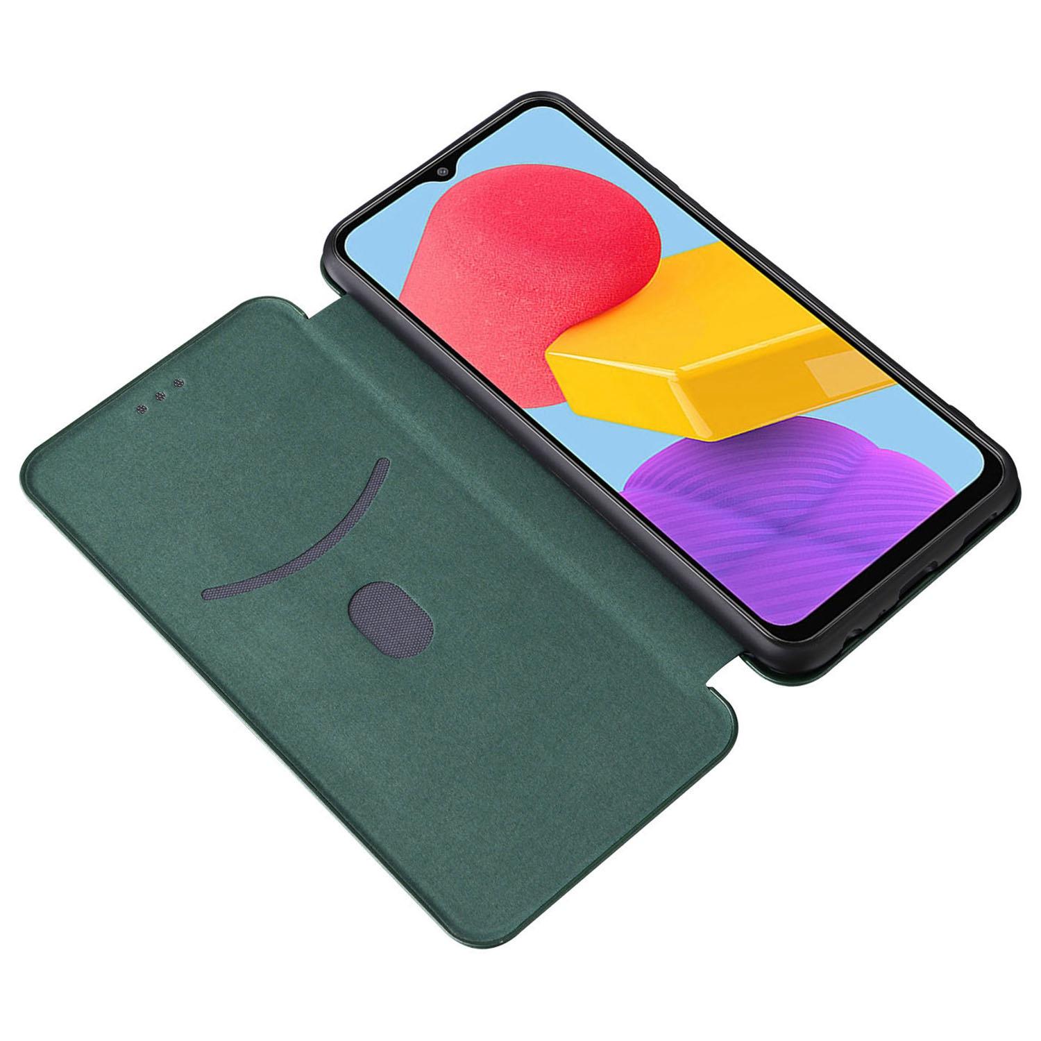 For Samsung Galaxy M13 4G Card Holder Phone Case Carbon Fiber Texture PU Leather Protective Cover with Stand Green
For Samsung Galaxy M13 4G Card Holder Phone Case Carbon Fiber Texture PU Leather Protective Cover with Stand Green