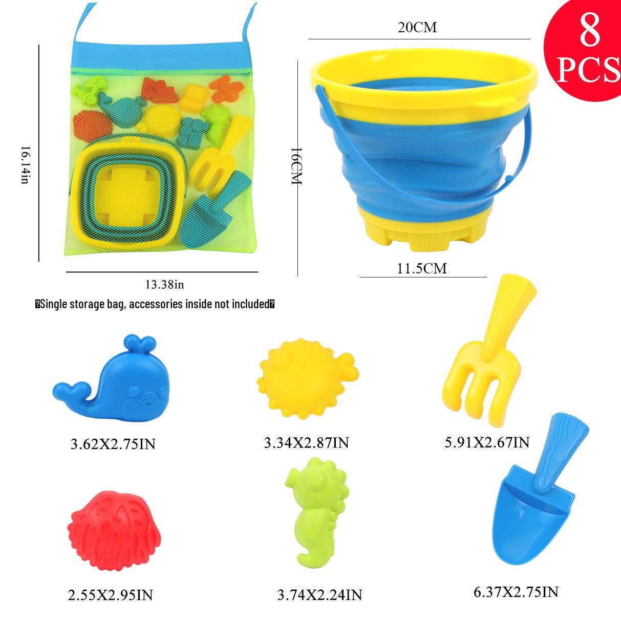 Children s Foldable Beach Toy Set: Telescopic Bucket, Round Bucket, Shovel for Sand & Water Play.
Children s Foldable Beach Toy Set: Telescopic Bucket, Round Bucket, Shovel for Sand & Water Play.