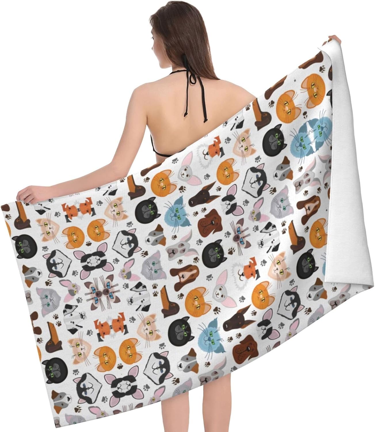 Cartoon Cat and Dog Print Beach Towel, Cute Pets Oversized Quick Dry Absorbent, Sand Free Lightweight Travel Pool Blanket Mat W30*H60(CM)
Cartoon Cat and Dog Print Beach Towel, Cute Pets Oversized Quick Dry Absorbent, Sand Free Lightweight Travel Pool Blanket Mat W30*H60(CM)