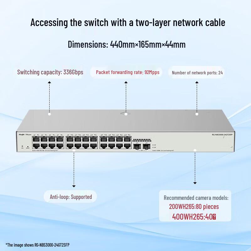 Ruijie RG-NBS3000-24GT2SFP 24-Port Gigabit Layer 2 Managed Switch
Ruijie RG-NBS3000-24GT2SFP 24-Port Gigabit Layer 2 Managed Switch