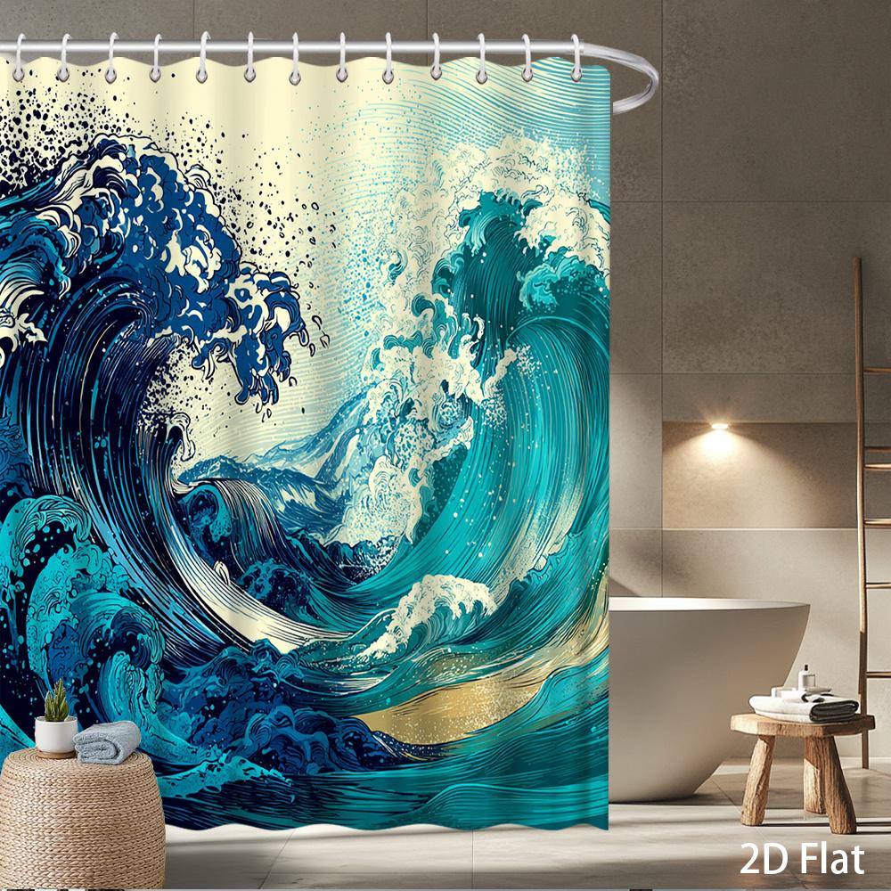 Great Wave Shower Curtain – Hokusai-Inspired Ocean Swell In Deep Blue & Turquoise, Cream Base, Waterproof Polyester W60H190(CM)-1 Pcs
Great Wave Shower Curtain – Hokusai-Inspired Ocean Swell In Deep Blue & Turquoise, Cream Base, Waterproof Polyester W60H190(CM)-1 Pcs
