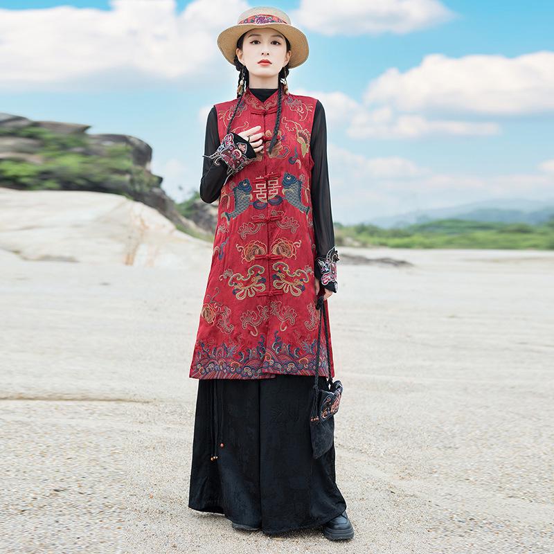 Женский этнический вышитый жилет без рукавов с воротником-стойкой, 2025 XXXL красный
Женский этнический вышитый жилет без рукавов с воротником-стойкой, 2025 XXXL красный