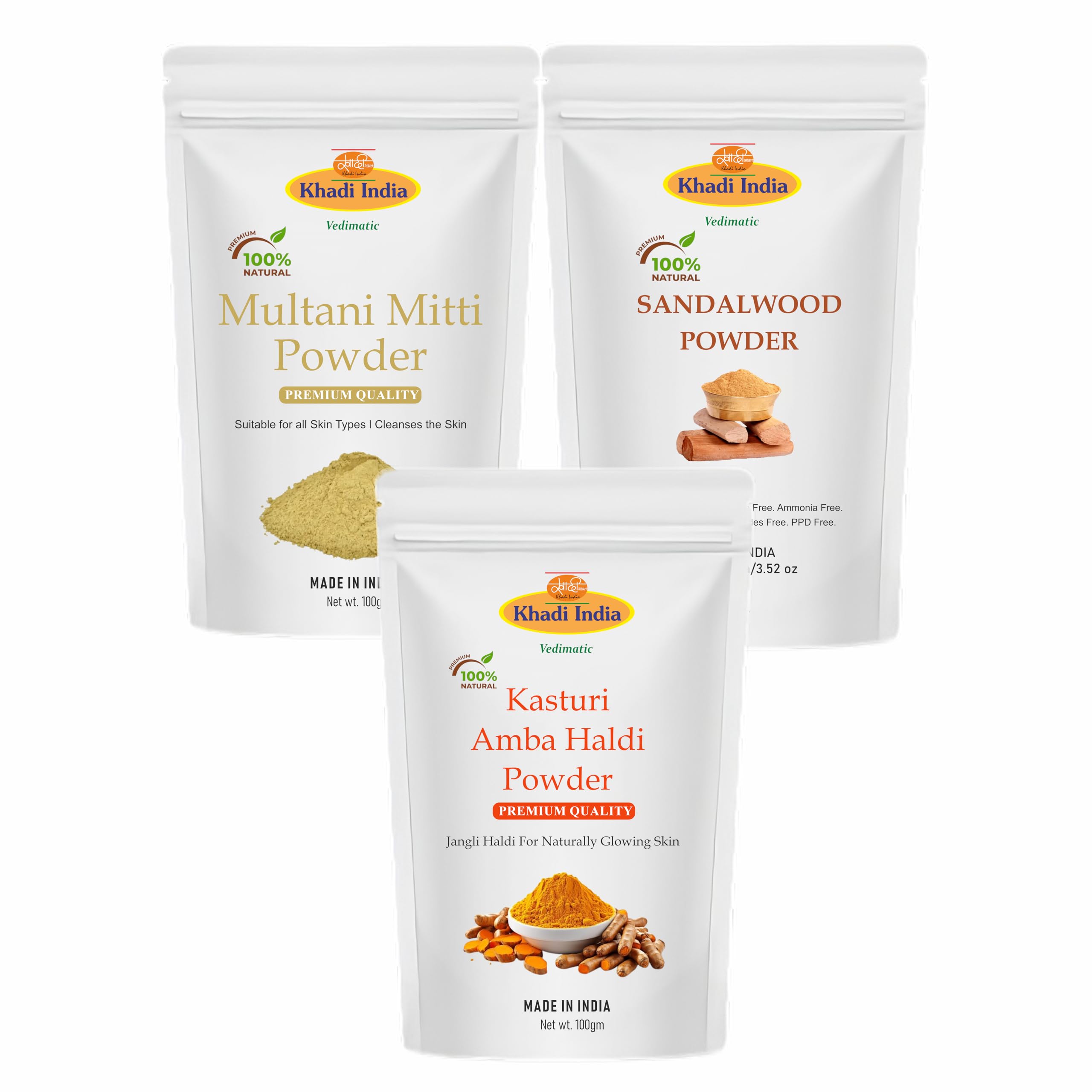 Khadi 100% pure Natural herbal Combo Pack Powder - Kasturi Haldi, Beetroot & Sandalwood Powder (Red Chandan) for Skin & Hair No Chemicals No Pres
Khadi 100% pure Natural herbal Combo Pack Powder - Kasturi Haldi, Beetroot & Sandalwood Powder (Red Chandan) for Skin & Hair No Chemicals No Pres