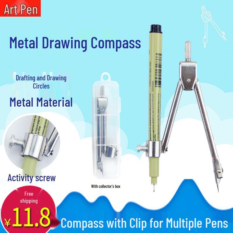 Multi-Functional Stainless Steel Drawing Tool with Compass and Pen/Pencil Clip
Multi-Functional Stainless Steel Drawing Tool with Compass and Pen/Pencil Clip