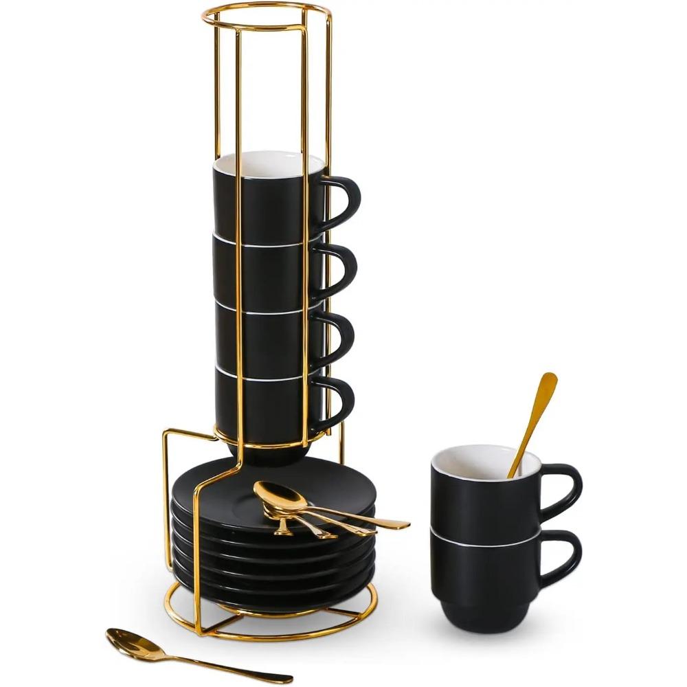 Фарфоровые штабелируемые чашки для эспрессо с блюдцами, ложками и металлической подставкой, 3 унции, маленький набор кофейных чашек для капучино из 6 штук other белый
Фарфоровые штабелируемые чашки для эспрессо с блюдцами, ложками и металлической подставкой, 3 унции, маленький набор кофейных чашек для капучино из 6 штук other белый