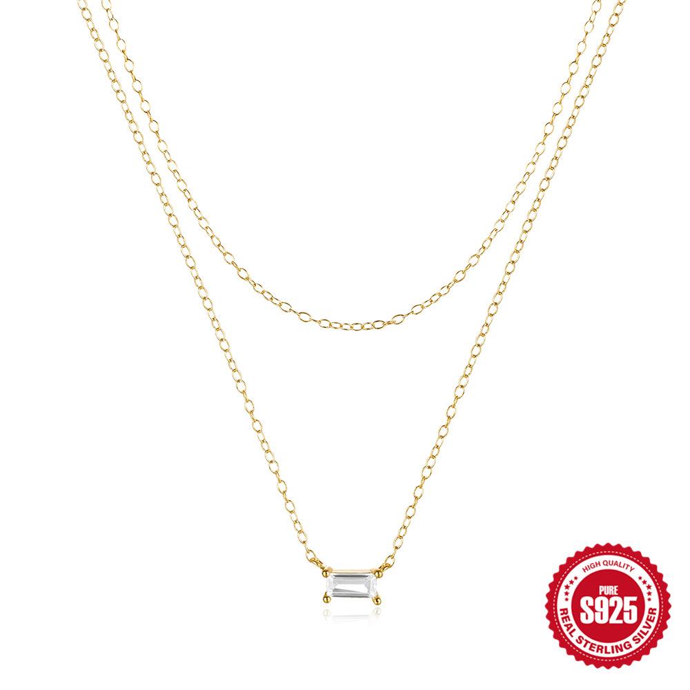 Fashion S925 Sterling Silver Style Temperament Stacked Square Diamond Double Chain Women S Collarbone Necklace 925 silver золотий
Fashion S925 Sterling Silver Style Temperament Stacked Square Diamond Double Chain Women S Collarbone Necklace 925 silver золотий