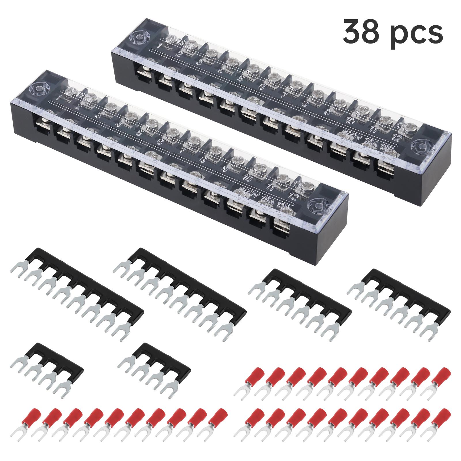 38pcs 15A 600V 12 Position Double Row Screw Terminal Block Strips and Barrier Set, Terminal Blocks Kit синій
38pcs 15A 600V 12 Position Double Row Screw Terminal Block Strips and Barrier Set, Terminal Blocks Kit синій