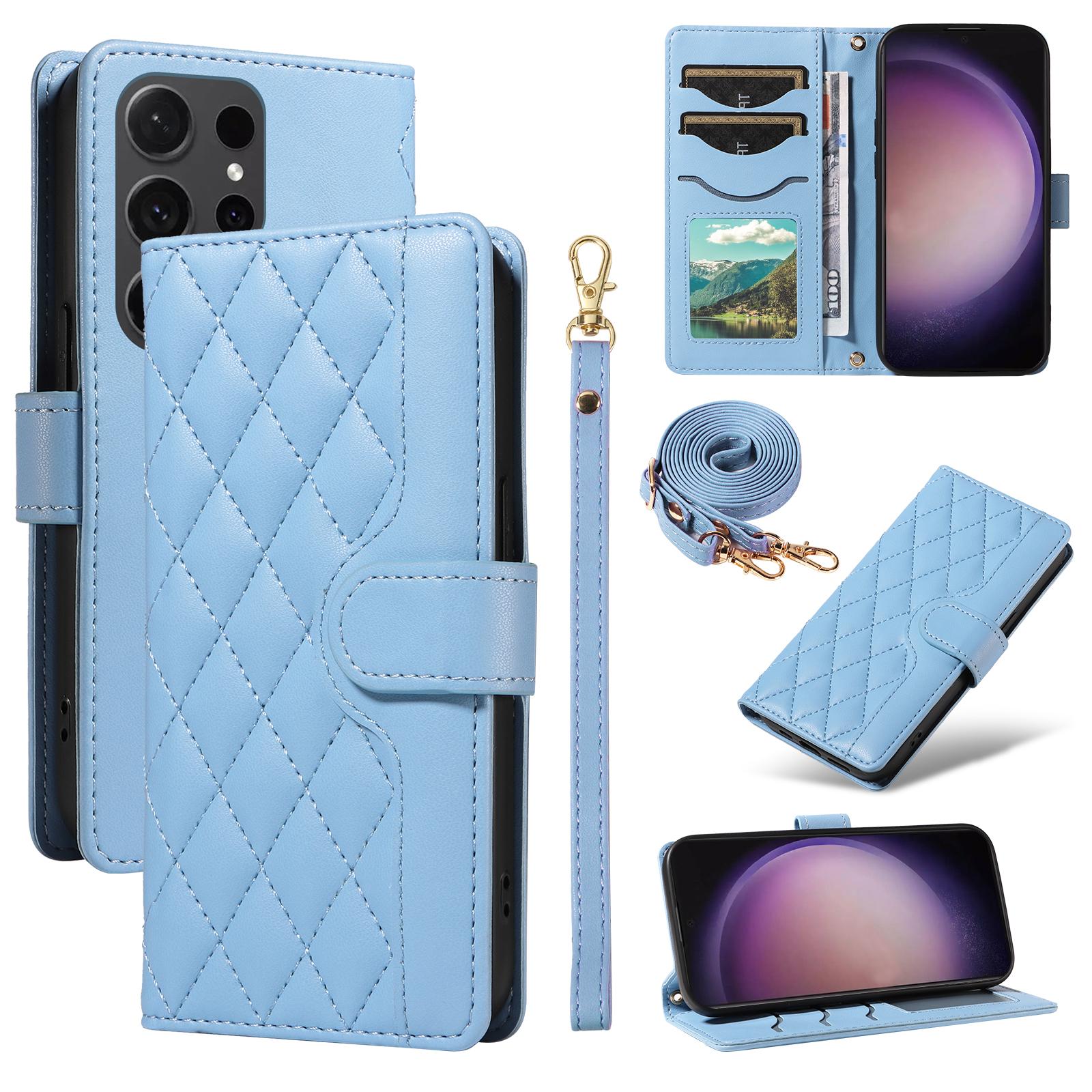 For Samsung Galaxy S24 Ultra Wallet Case Rhombus Leather Phone Cover with Shoulder Strap and Wrist Strap Blue
For Samsung Galaxy S24 Ultra Wallet Case Rhombus Leather Phone Cover with Shoulder Strap and Wrist Strap Blue