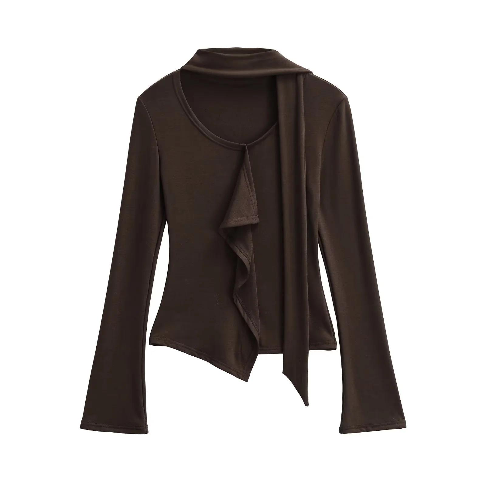 French Retro Ruffle Ribbon Long Sleeve Women s Top with Irregular Round Neck for Spring and Autumn Medium
French Retro Ruffle Ribbon Long Sleeve Women s Top with Irregular Round Neck for Spring and Autumn Medium