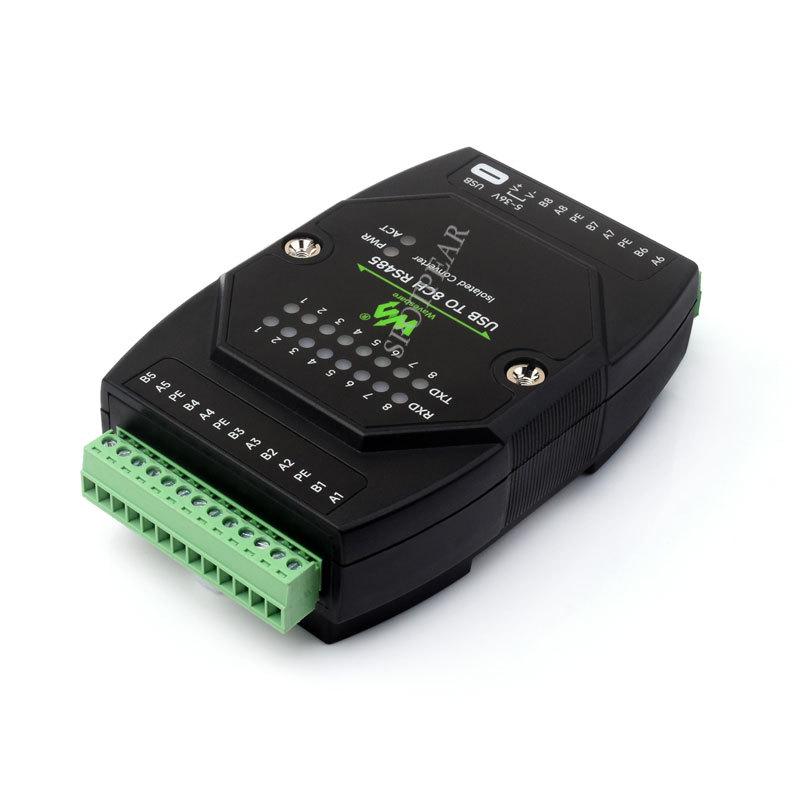 USB to 8-Channel RS485 Industrial Isolated Converter with 35mm Rail/Stack Installation Support
USB to 8-Channel RS485 Industrial Isolated Converter with 35mm Rail/Stack Installation Support
