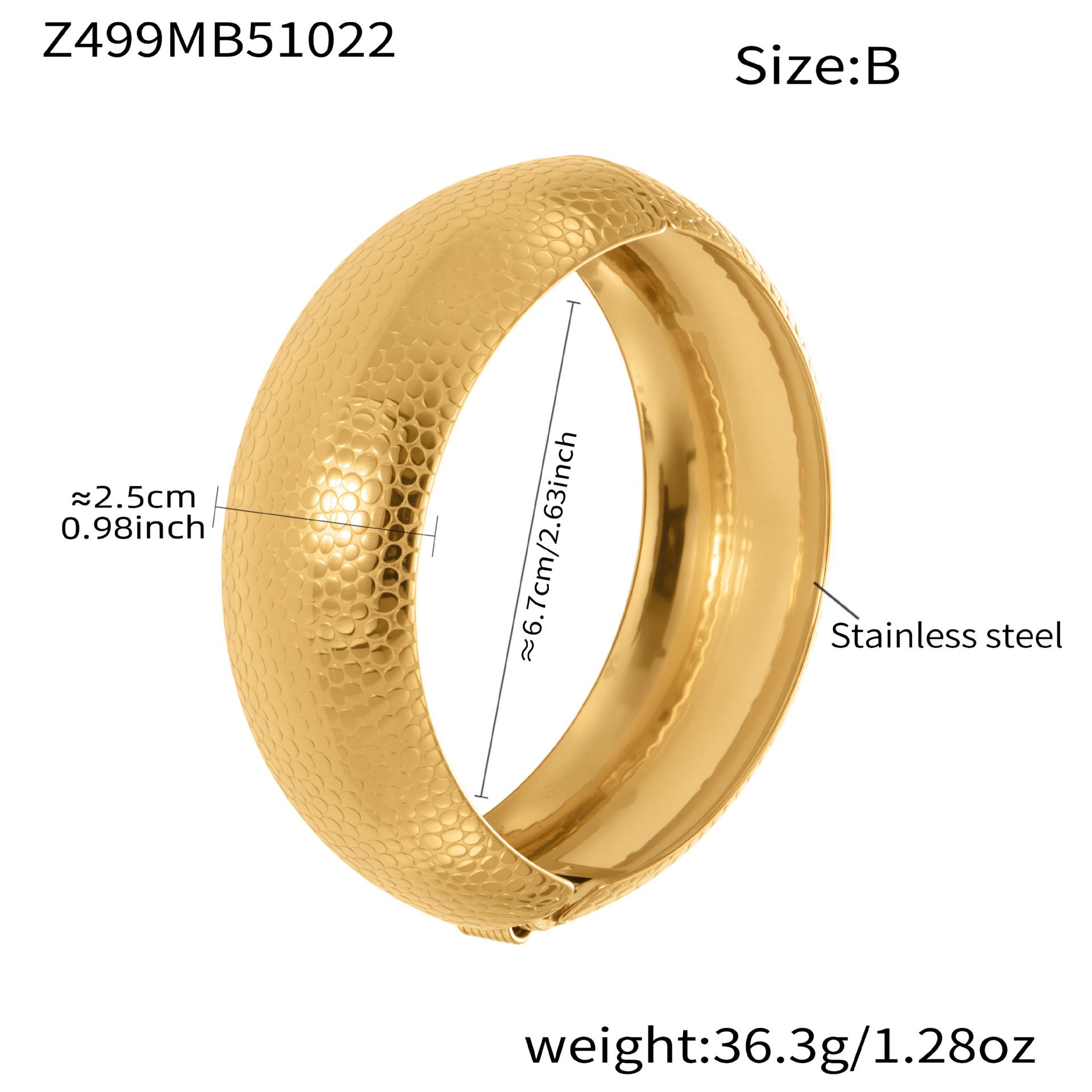 Oumeka Элегантный текстурированный браслет с открытой стороной, Нержавеющая сталь с покрытием из 18-каратного золота, Устойчив к выцветанию.
Oumeka Элегантный текстурированный браслет с открытой стороной, Нержавеющая сталь с покрытием из 18-каратного золота, Устойчив к выцветанию.