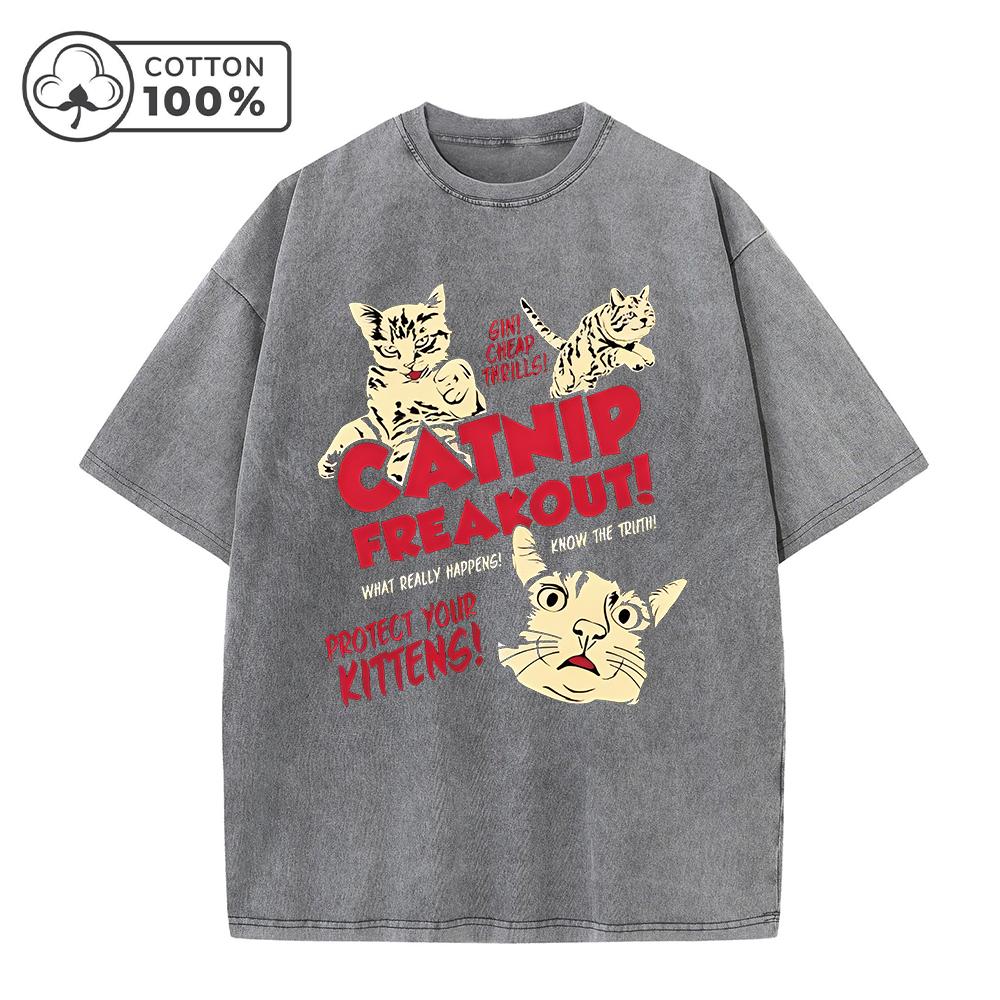 Mens Distressed Washed TShirt Summer Fashion Street Style Cat Print Pure Cotton Short Sleeve Gym And Commute Trendy Top S
Mens Distressed Washed TShirt Summer Fashion Street Style Cat Print Pure Cotton Short Sleeve Gym And Commute Trendy Top S