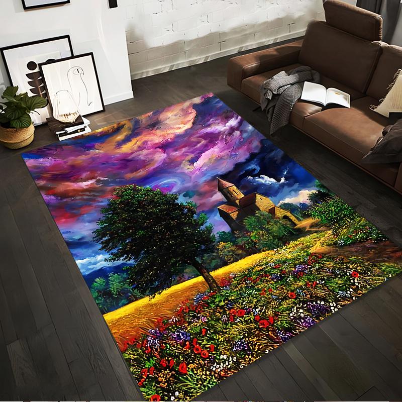 Colorful Landscape Carpet with Church, Tree, Flowers, and Vibrant Sky. Suitable for use as an anti-slip for living room bedroom sofas 40x60cm( 15x23in )
Colorful Landscape Carpet with Church, Tree, Flowers, and Vibrant Sky. Suitable for use as an anti-slip for living room bedroom sofas 40x60cm( 15x23in )