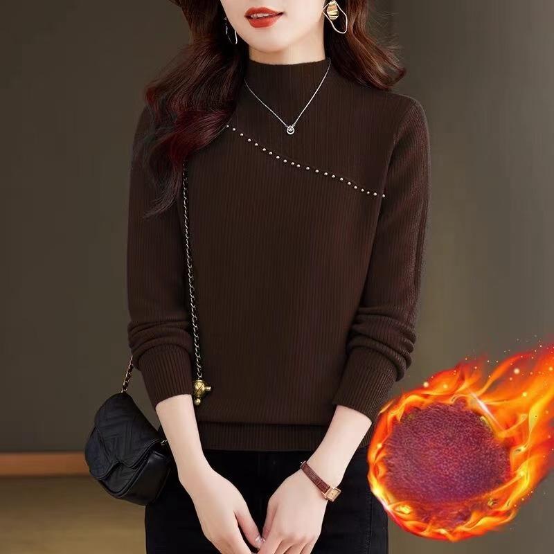 Пуловеры с высоким воротом, осенние свитера для женщин, плюшевый бархат, толстый, однотонный, теплый, вязаный свитер для женщин, элегантный, облегающий, повседневный, зимний джемпер 25612 One Size темно-коричневого
Пуловеры с высоким воротом, осенние свитера для женщин, плюшевый бархат, толстый, однотонный, теплый, вязаный свитер для женщин, элегантный, облегающий, повседневный, зимний джемпер 25612 One Size темно-коричневого