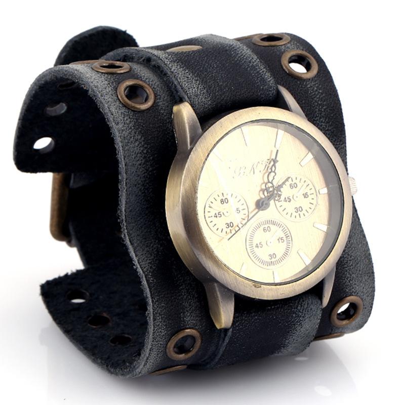 European and American punk vintage leather bracelet watch men s watch personalized cowhide bracelet watch
European and American punk vintage leather bracelet watch men s watch personalized cowhide bracelet watch