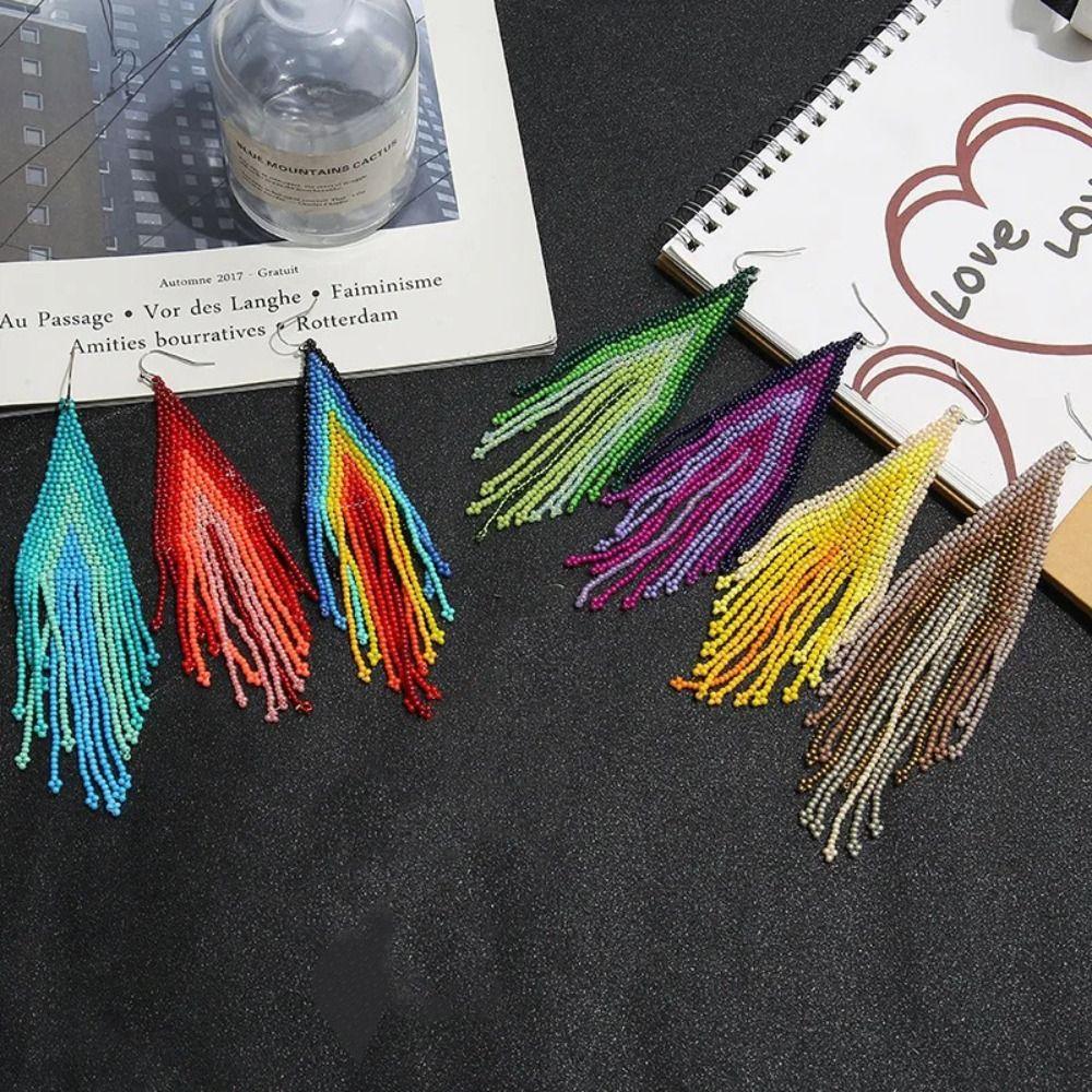 Bohemian Long Tassel Bead Earring Hand Weaving Rainbow Drop Earrings Rice Bead Earrings Women
Bohemian Long Tassel Bead Earring Hand Weaving Rainbow Drop Earrings Rice Bead Earrings Women