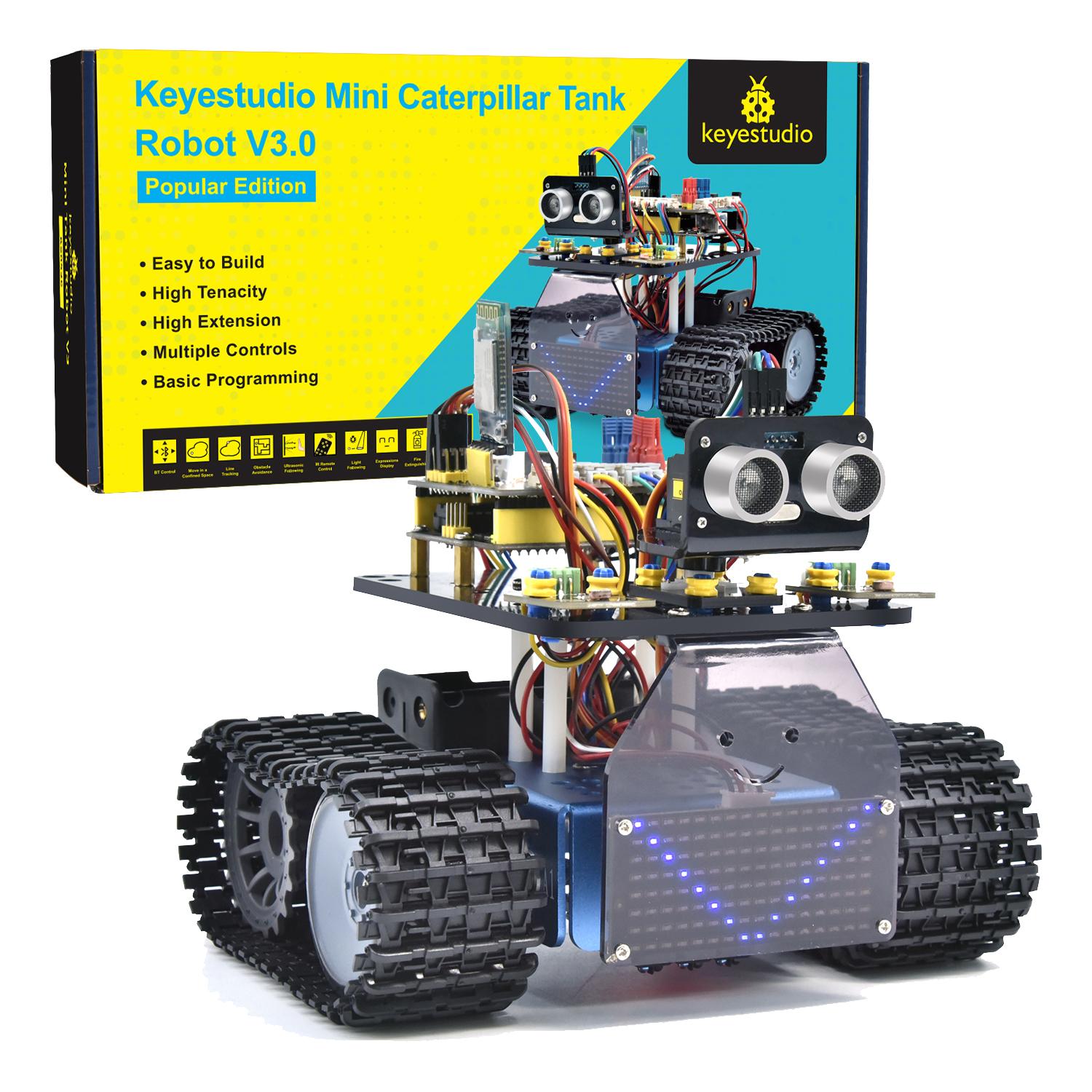 Keyestudio Upgrade Mini Smart Tank Robot V3.0 For Arduino Kit Robot Car DIY Programmable STEM Toys Compatible With Arduino&Mixly V3.0 Tank
Keyestudio Upgrade Mini Smart Tank Robot V3.0 For Arduino Kit Robot Car DIY Programmable STEM Toys Compatible With Arduino&Mixly V3.0 Tank