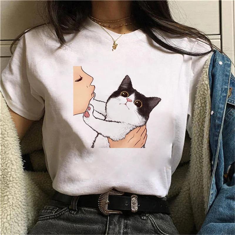 Летняя женская футболка с 3D-принтом Kiss A Cute Cat, футболки с принтом, повседневные топы, футболка Harajuku 90-х, винтажная белая футболка, женская одежда S
Летняя женская футболка с 3D-принтом Kiss A Cute Cat, футболки с принтом, повседневные топы, футболка Harajuku 90-х, винтажная белая футболка, женская одежда S
