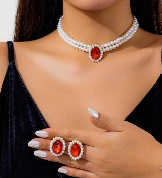 European & American Double-layer Pearl Necklace & Emerald Choker Set - Hepburn Style Earrings for Evening Dress
European & American Double-layer Pearl Necklace & Emerald Choker Set - Hepburn Style Earrings for Evening Dress