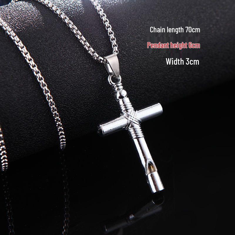 Trendy European and American Men s Cross Whistle Pendant Necklace - Punk Long Sweater Chain
Trendy European and American Men s Cross Whistle Pendant Necklace - Punk Long Sweater Chain