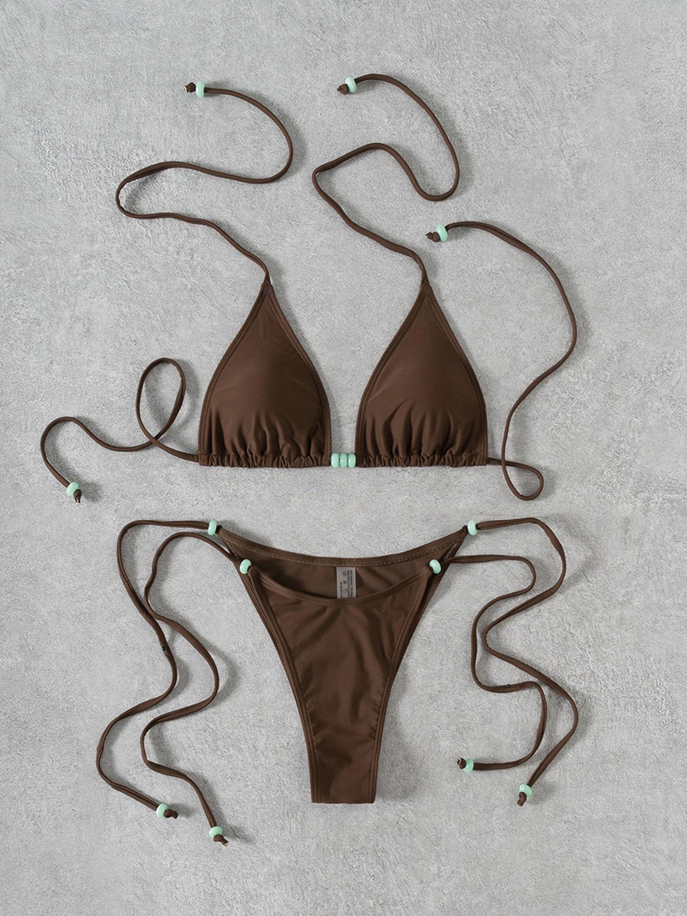 Однотонный купальник бикини с бусинами, халтер, завязки сбоку, сексуальный с разрезом, купальник для женщин L коричневый
Однотонный купальник бикини с бусинами, халтер, завязки сбоку, сексуальный с разрезом, купальник для женщин L коричневый