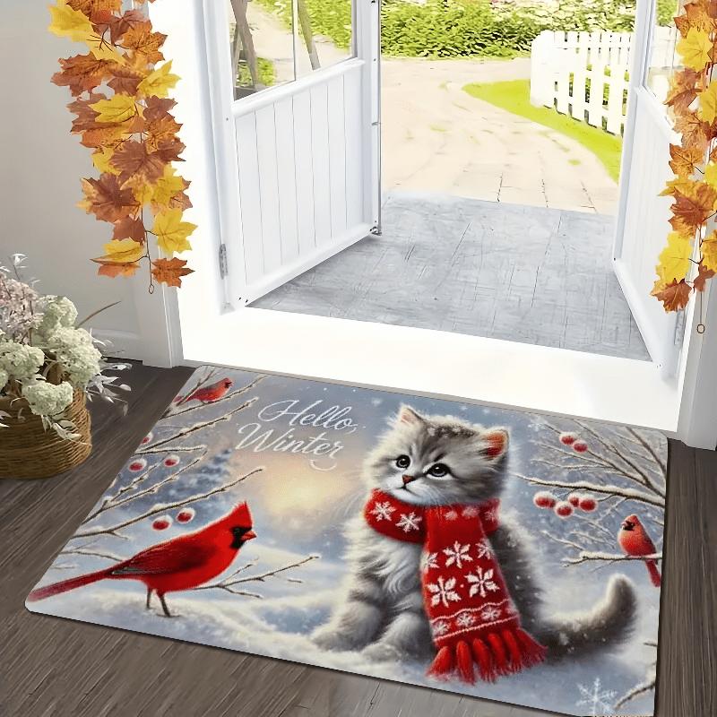 Winter Cat & Red Bird Doormat, Festive Holiday Flannel Rug, Machine Washable Indoor Outdoor Comfort Door Carpet Mat 40x60cm
Winter Cat & Red Bird Doormat, Festive Holiday Flannel Rug, Machine Washable Indoor Outdoor Comfort Door Carpet Mat 40x60cm