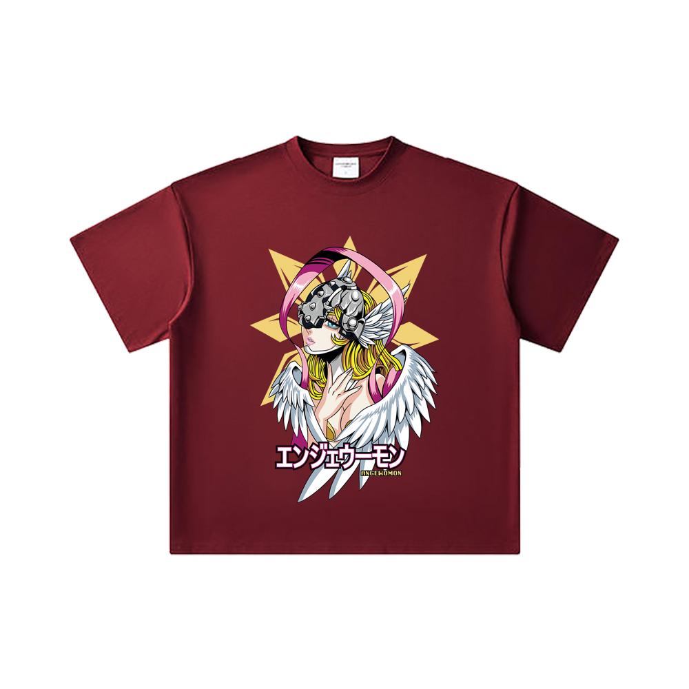 260 GSM Double Yarn 32 Count 100% Cotton Digimon V5 Angewomon Print Unisex Heavy Cotton T Shirt 2XL вина червоного кольору
260 GSM Double Yarn 32 Count 100% Cotton Digimon V5 Angewomon Print Unisex Heavy Cotton T Shirt 2XL вина червоного кольору
